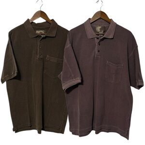 2 Vintage The Territory Ahead Cotton Short Sleeve Polo Shirts Brown Eggplant XL
